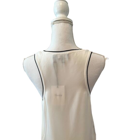 Theory Sheer silk racerback tank top Off White L - Picture 5 of 8